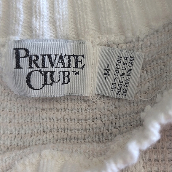 Vintage Mens Womens Medium Sweater Beige Cotton Coastal Beachy Cottage Nautical - Picture 7 of 7